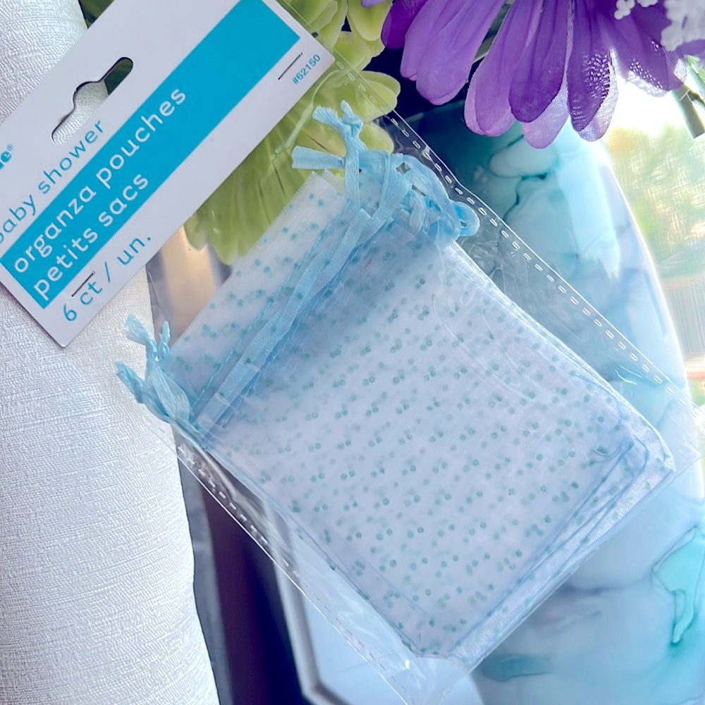 6 pcs Organza Pouches Light Blue Bags Favor Bags Treat Bags